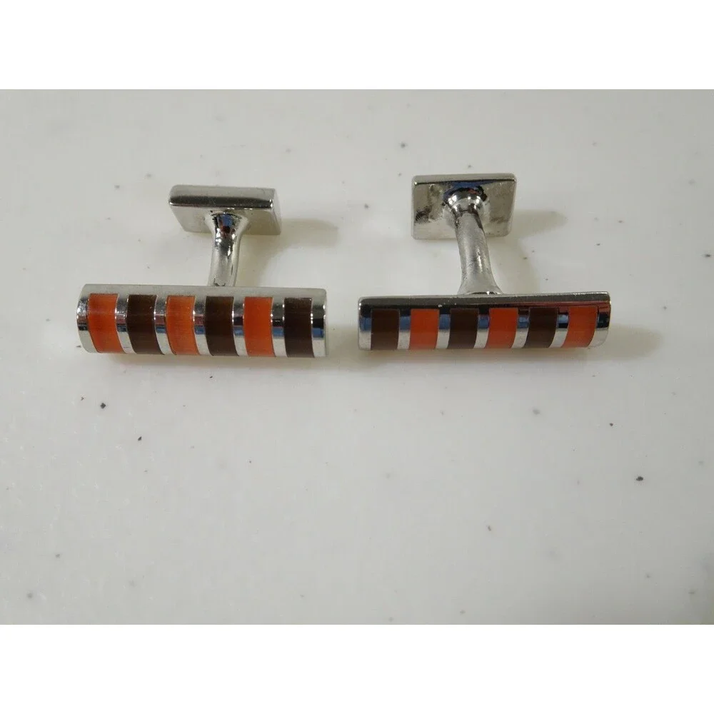 Pink Men's Burgundy Orange Silver Cuff Links